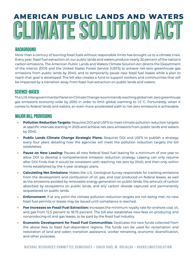 American Public Lands and Waters Climate Solution Act of 2019